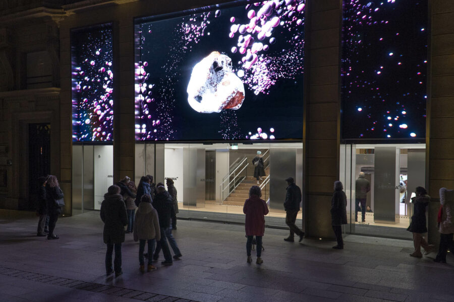 LIMINAL Instalación de arte digital basada en datos en la fachada LED del centro cultural ARKABIA