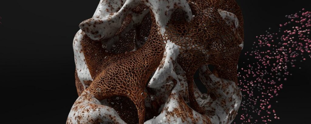 Obra de arte digital generativo LIMINAL en la fachada LED de ARKABIA en Vitoria-Gasteiz